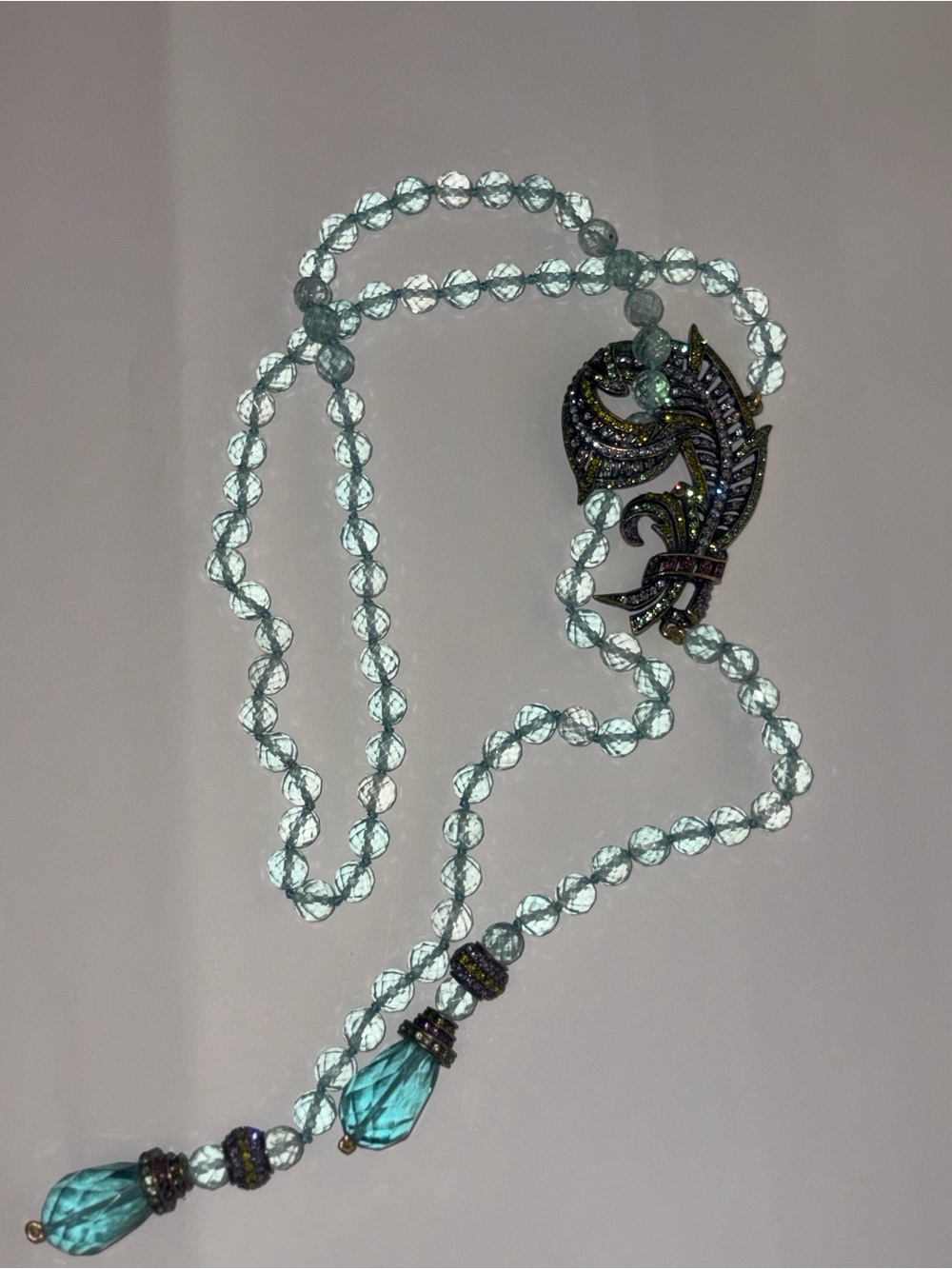 Heidi Daus Statement Necklace Crystal Plume Bead Art Deco Vintage - Picture 3 of 7
